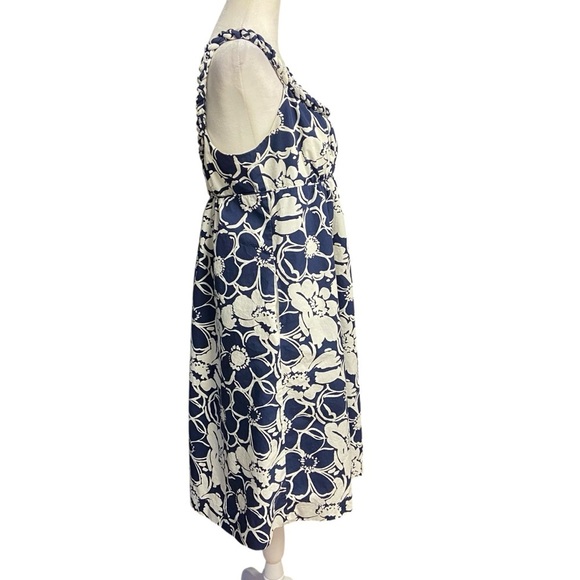 J. Crew Sundress Size 8 Blue and White Floral Empire Waist Braided Strap Summer - Picture 3 of 11